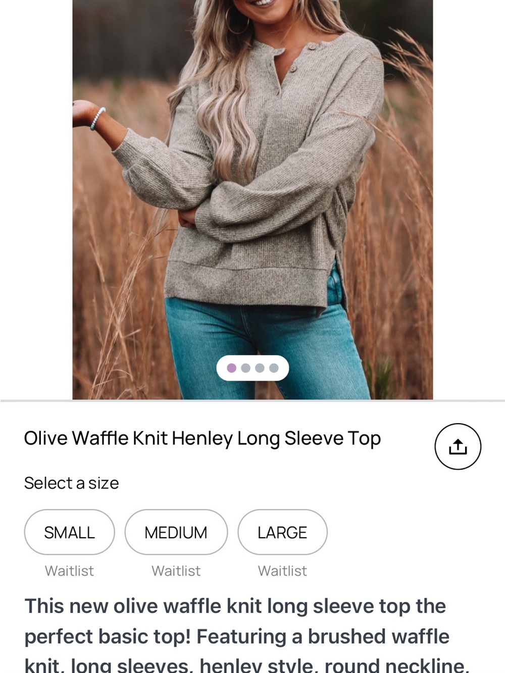 Cherish Olive Green Henley Knit Sweater